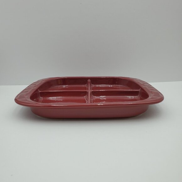 Longaberger Woven Traditions Paprika Divided Serving Dish 4 Part Appetizer Plate - Picture 3 of 6